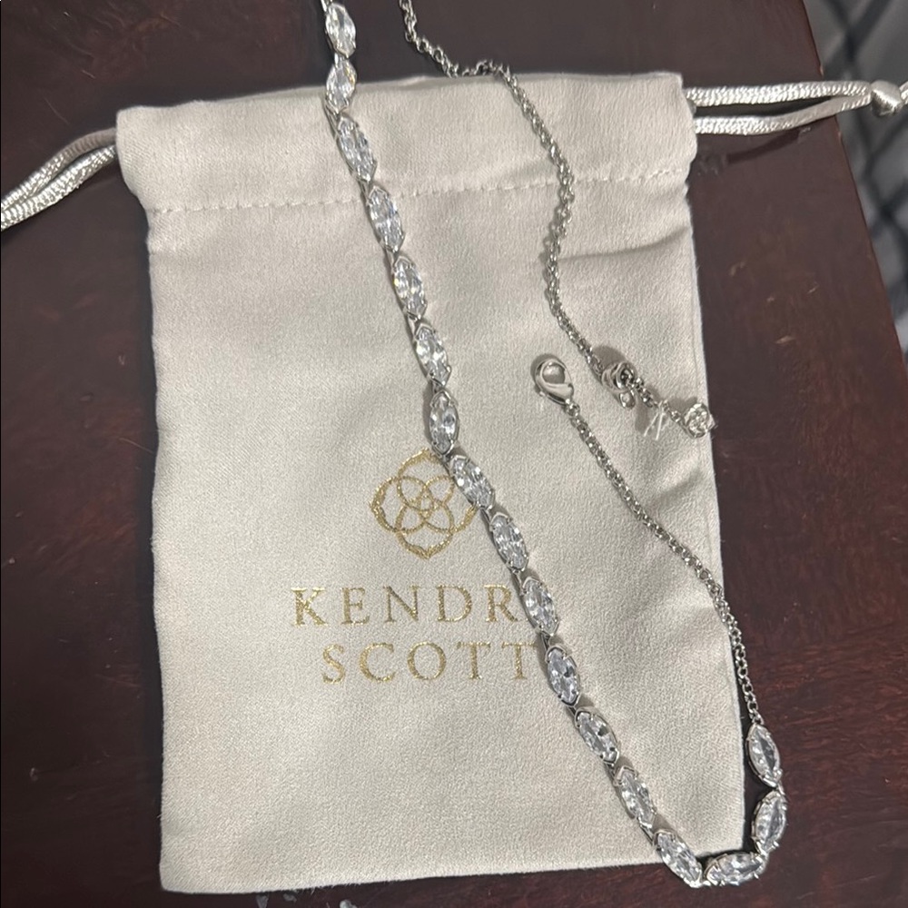 Kendra Scott Silver Necklace with Clear Stones